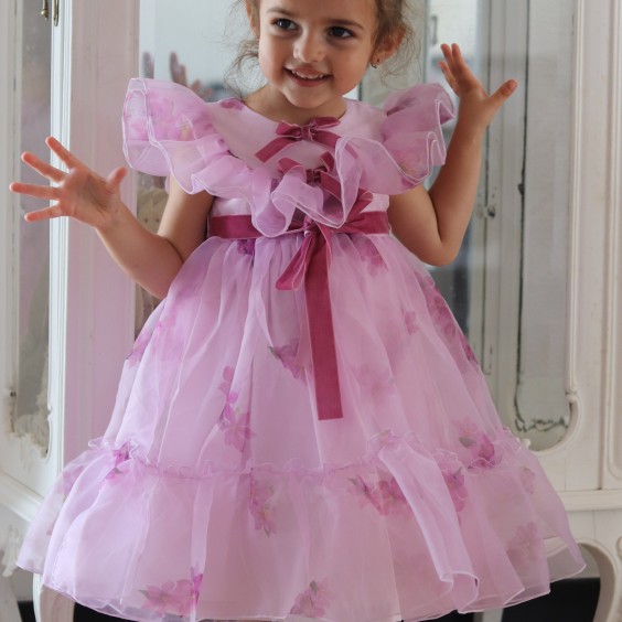Lilac organza dress with flowers