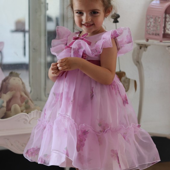 Lilac organza dress with flowers