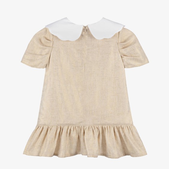 Gold linen dress with bow