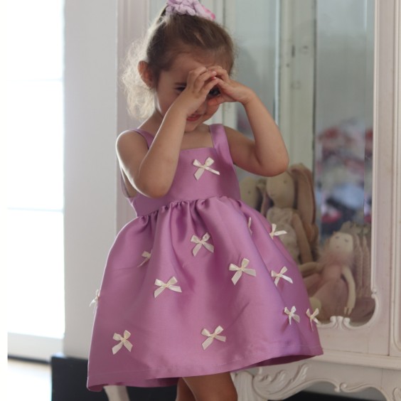 Lilac dress with bows 