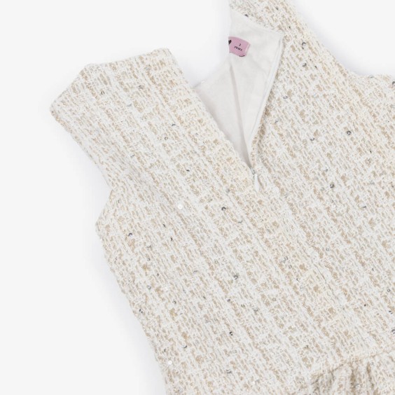 Cream tweed dress with gold threads