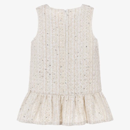 Cream tweed dress with gold threads