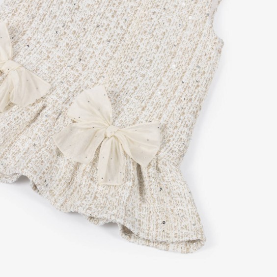 Cream tweed dress with gold threads