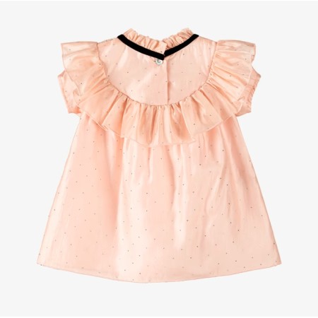 Pink voile dress with sequins and bows Pink voile dress with sequins and bows