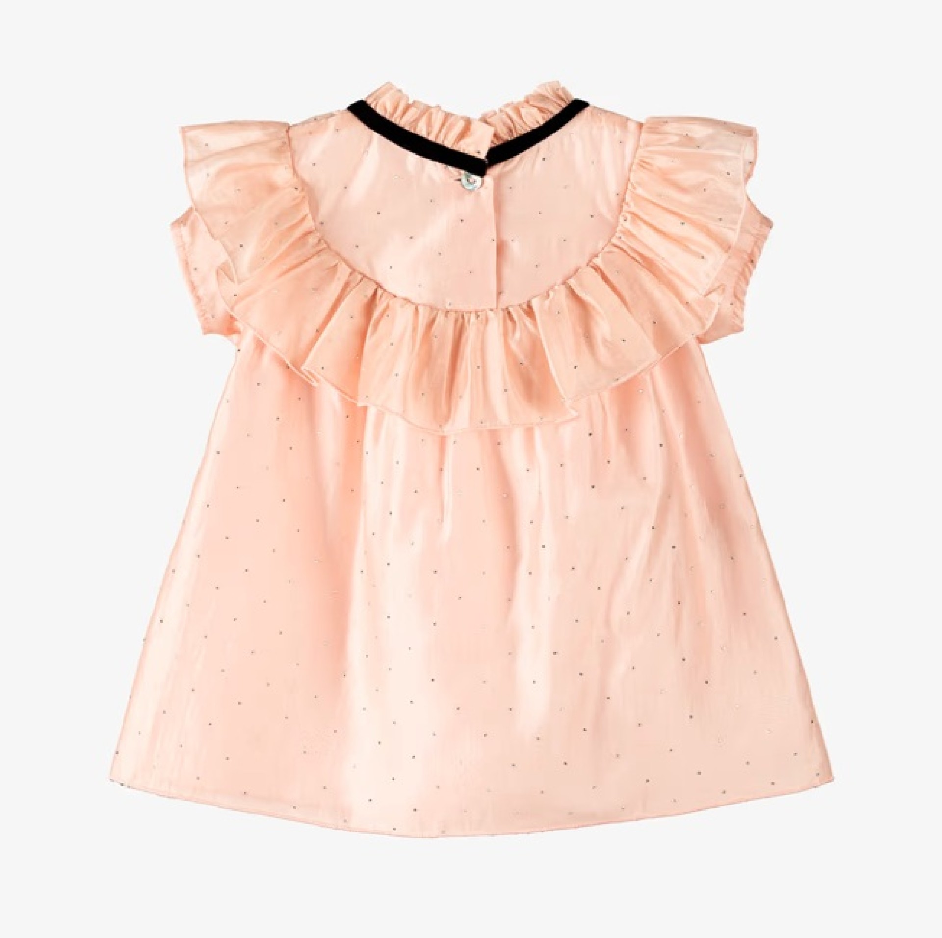 Robe en voile rose ornée de sequins et de nœuds