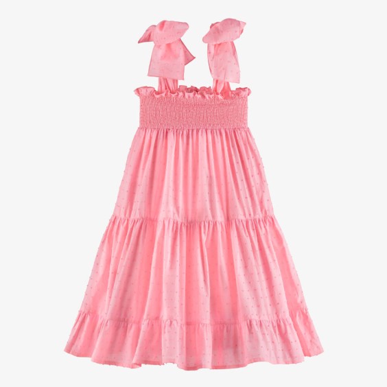 Pink dress with elastic at the chest