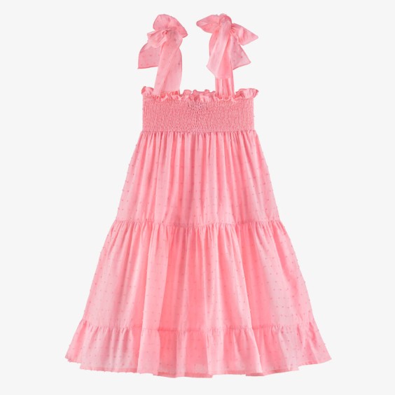 Pink dress with elastic at the chest
