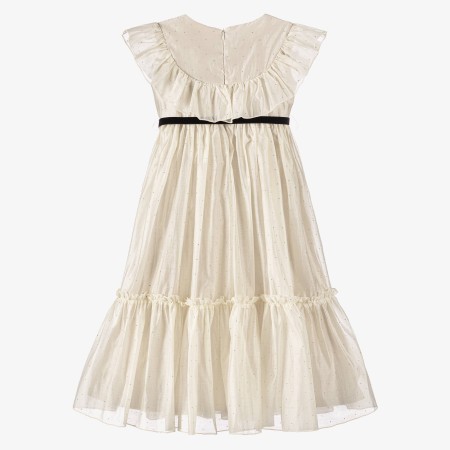 Ivory voile dress with silver studs