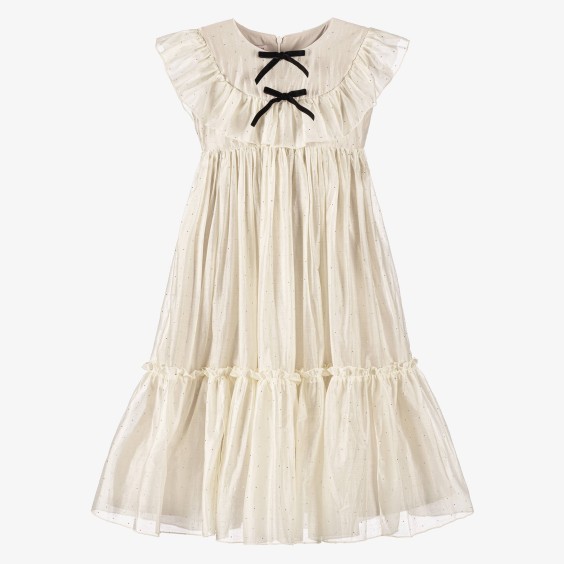 Ivory voile dress with silver studs