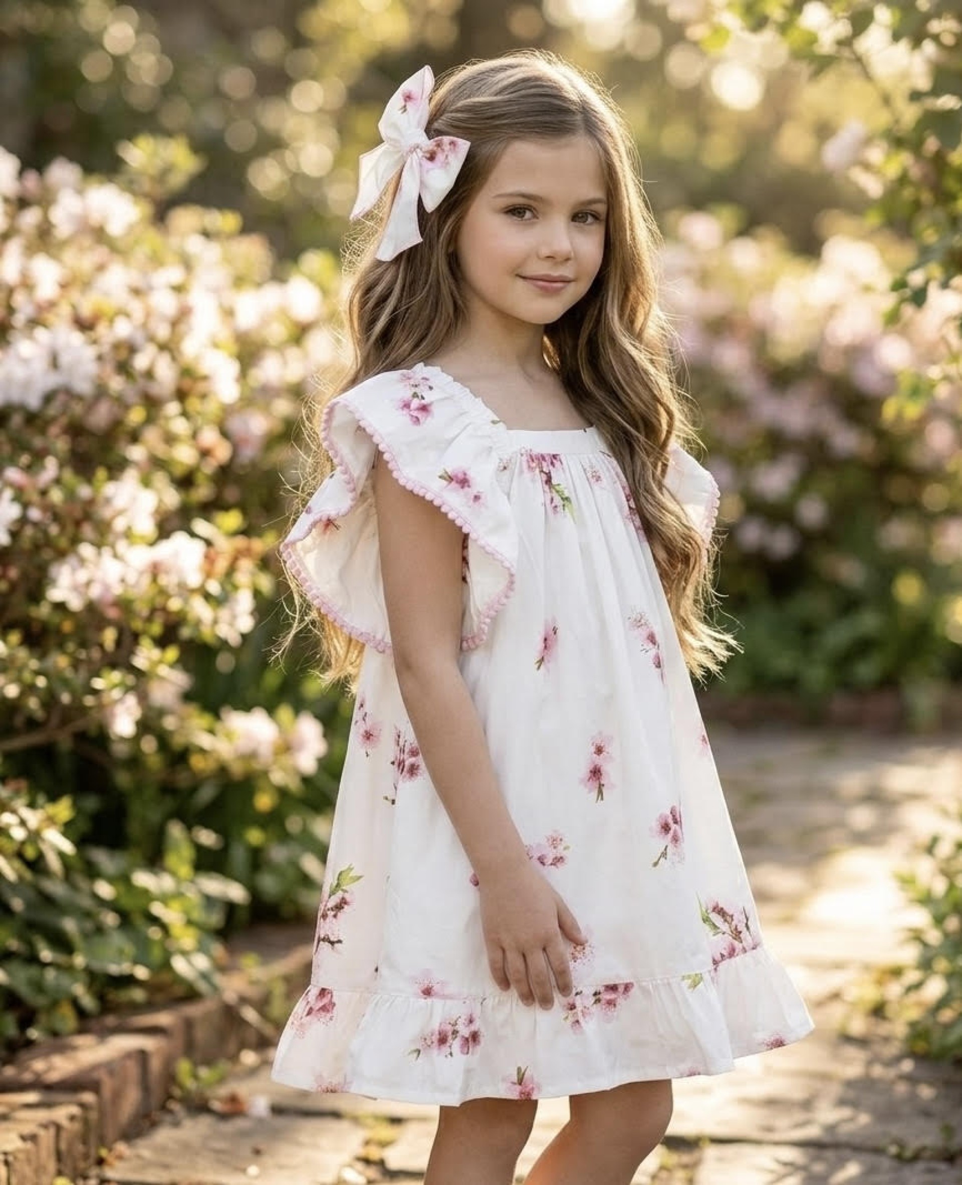 Cherry blossom dress with pompom