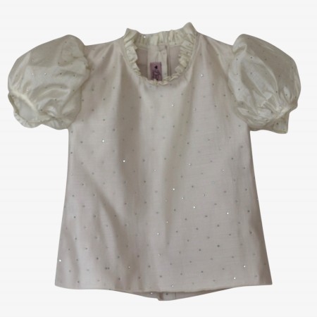 Ivory voile blouse with silver studs