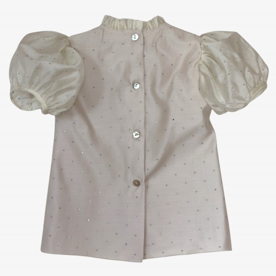 Ivory voile blouse with silver studs