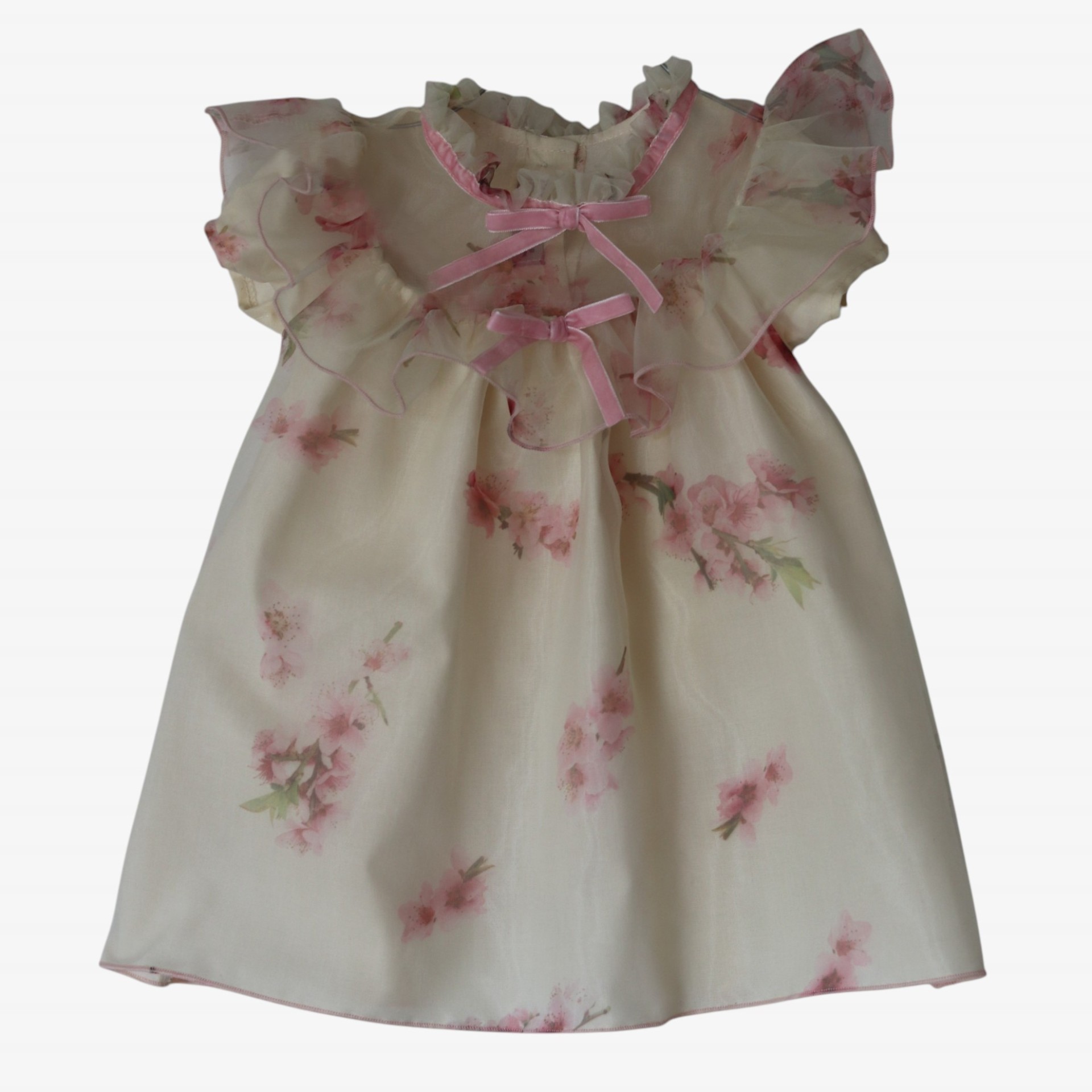 Robe en organza � imprim� fleurs de cerisier
