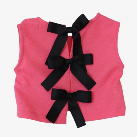 Pink tweed blouse with bows
