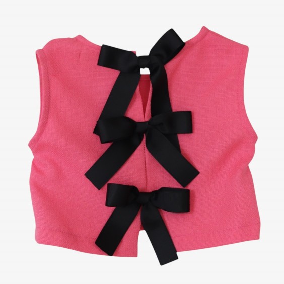 Pink tweed blouse with bows