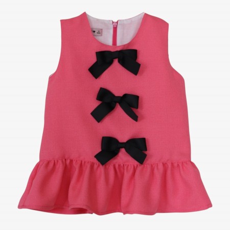 Pink tweed dress with 3 bows