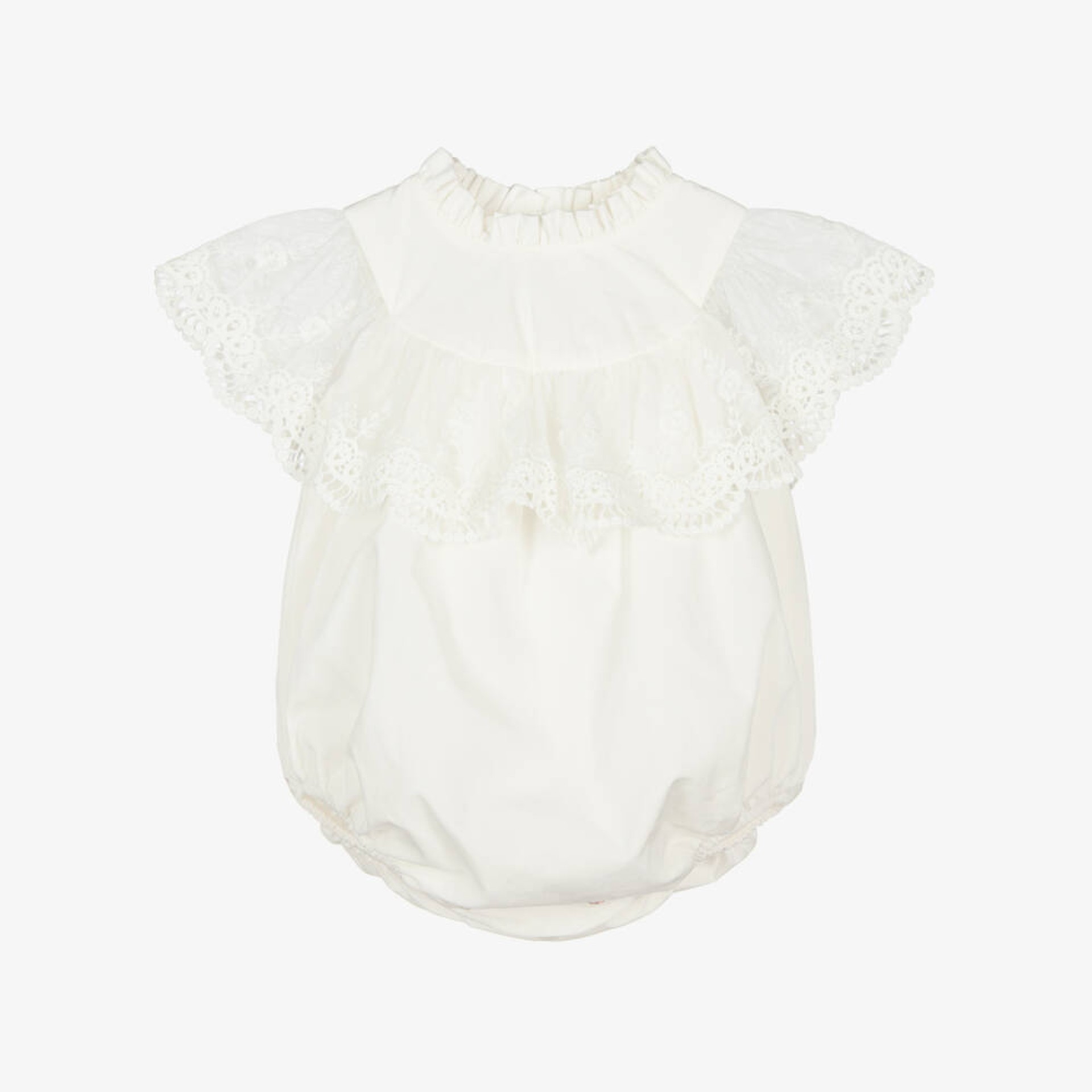 Ivory Romper with tulle lace