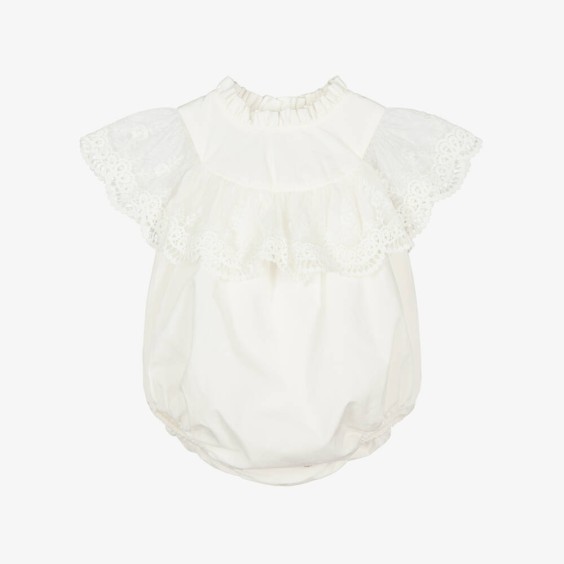Ivory Romper with tulle lace