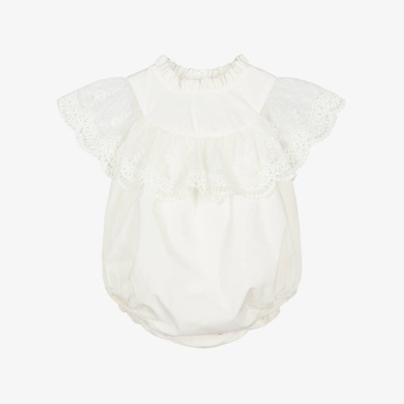 Ivory Romper with tulle lace