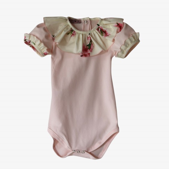 Bodysuit/T-shirt with cherry blossom collar