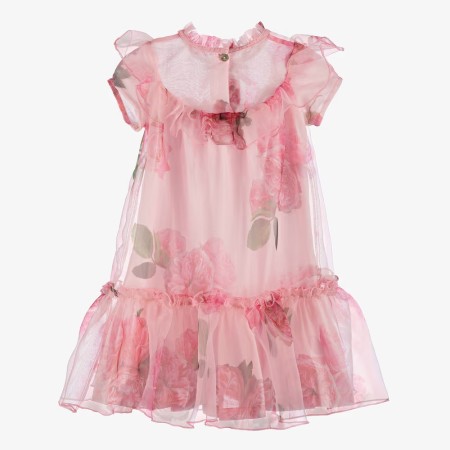 Pink with roses organza dress