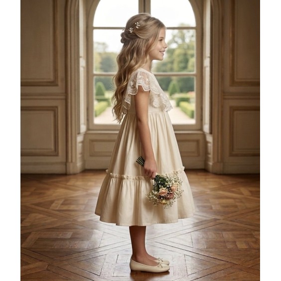 Ivory dress with tulle lace
