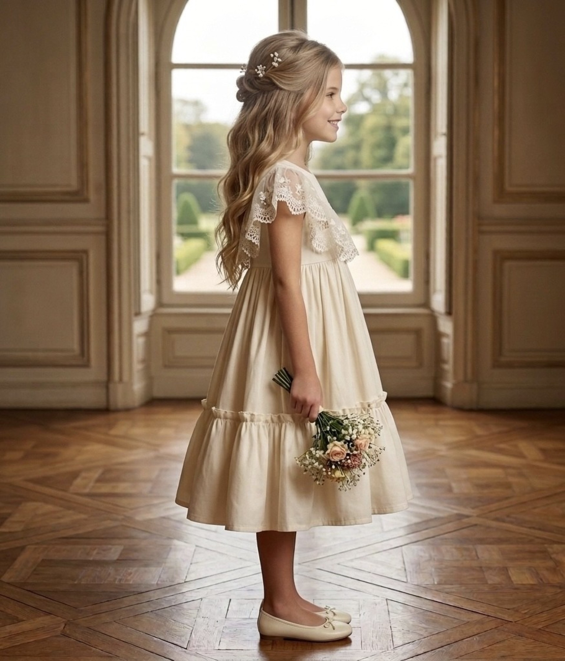 Ivory dress with tulle lace
