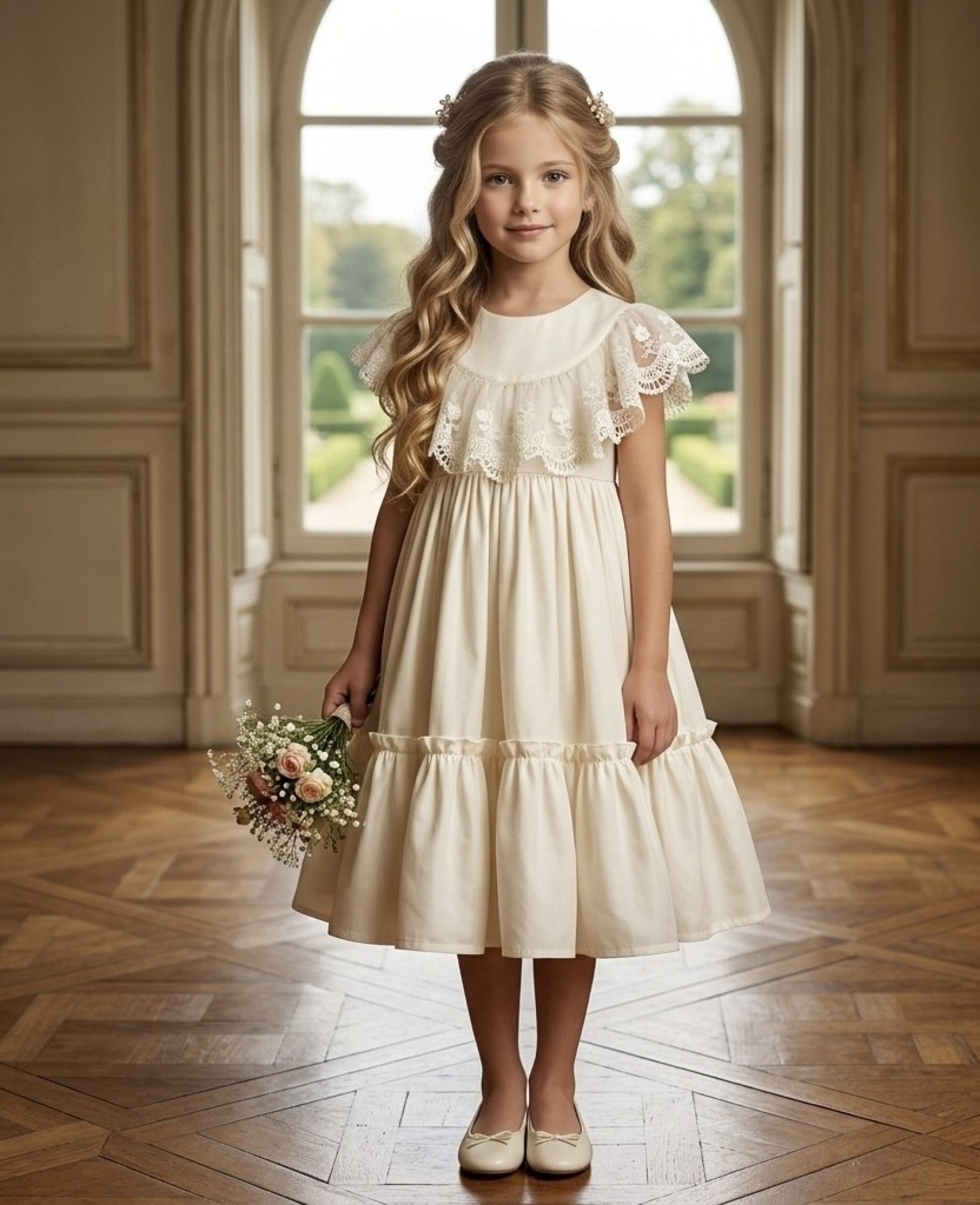 Ivory dress with tulle lace