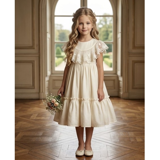 Ivory dress with tulle lace