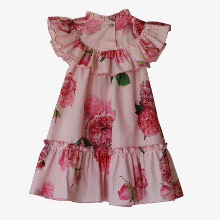 Rose dress with ruffles