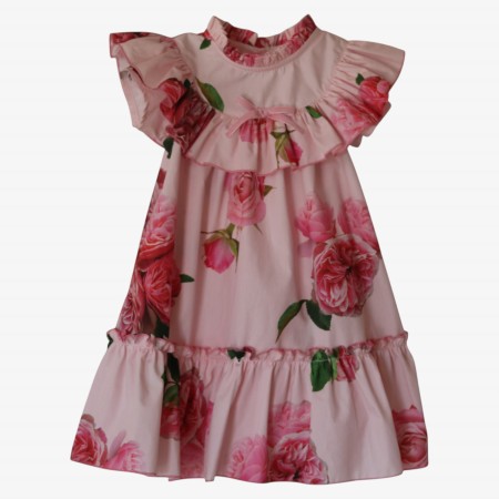 Rose dress with ruffles