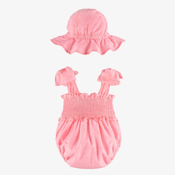 Pink plumeti romper