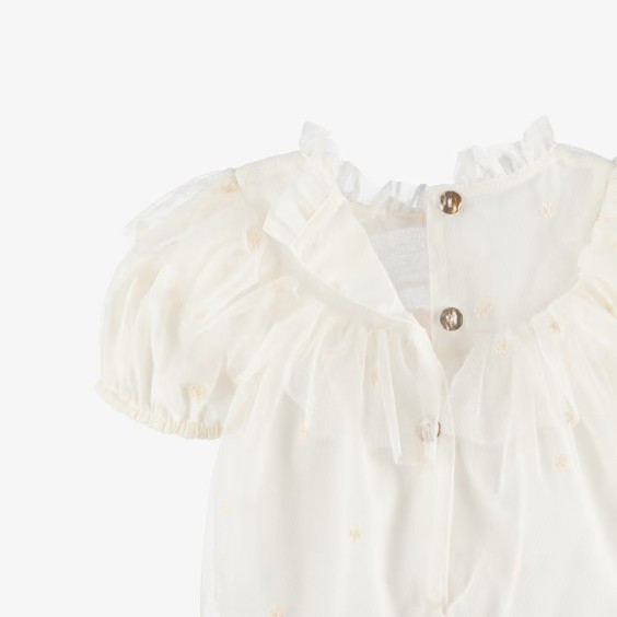 Tulle Romper with embroidered flowers