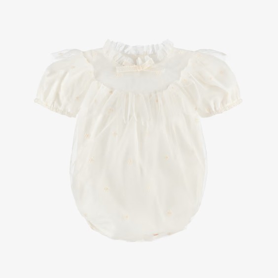 Tulle Romper with embroidered flowers
