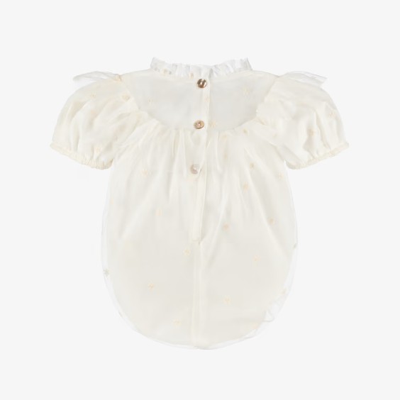 Tulle Romper with embroidered flowers