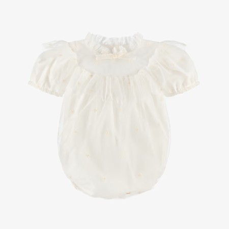 Tulle Romper with embroidered flowers