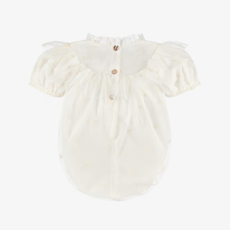 Tulle Romper with embroidered flowers
