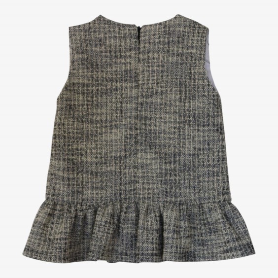 Robe en tweed noir avec n�ud et cam�lia