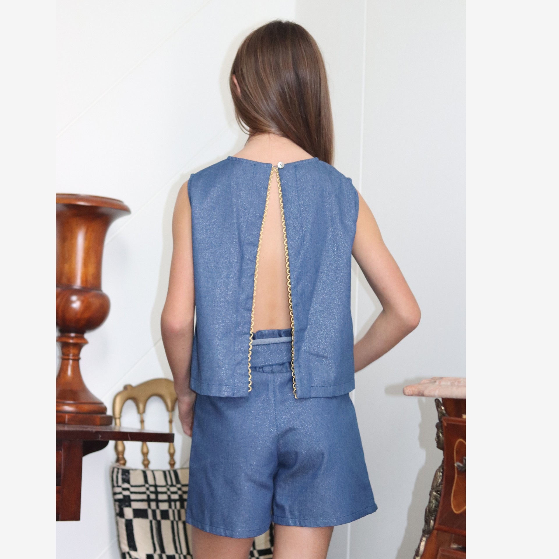 Sparkly denim blouse