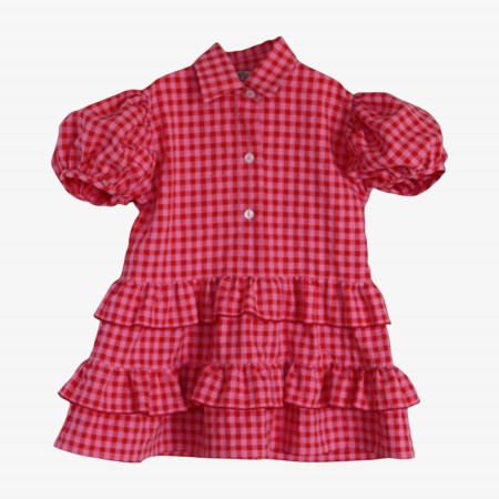 Pink and red gingham dress