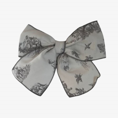 Grey toile de jouy bow