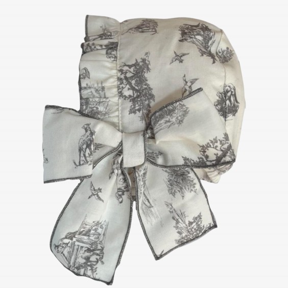 Bonnet gris toile de jouy
