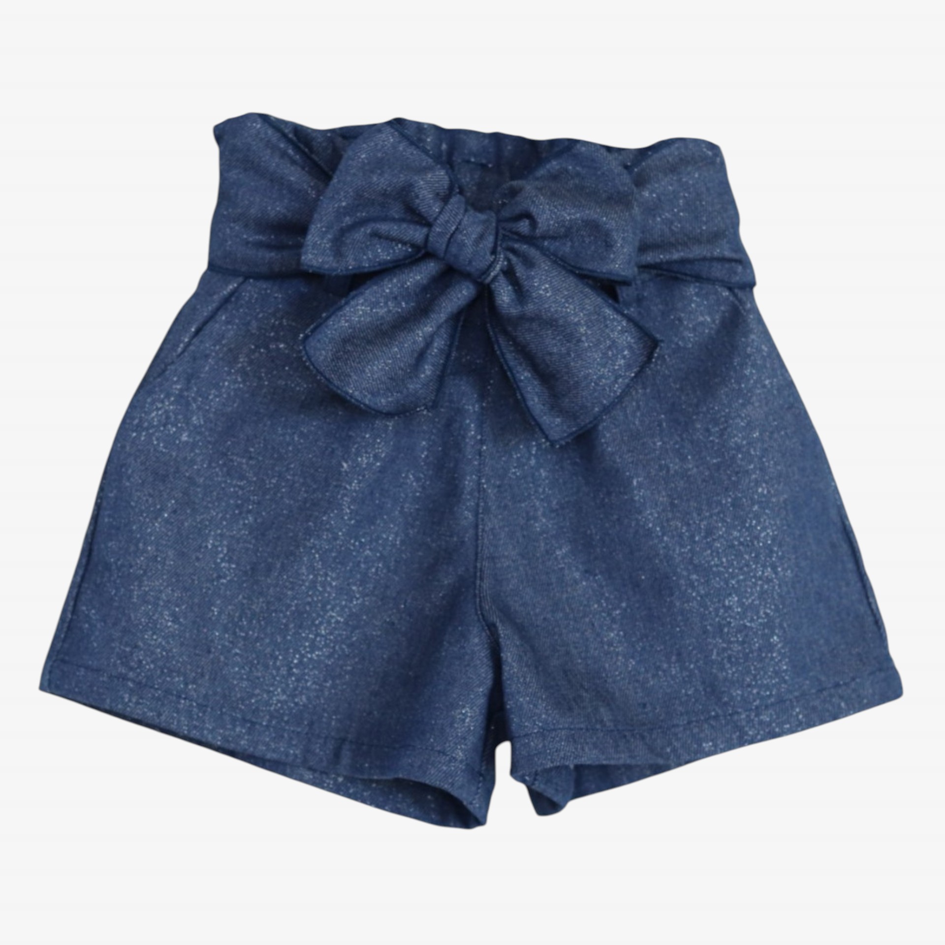 Shiny denim shorts