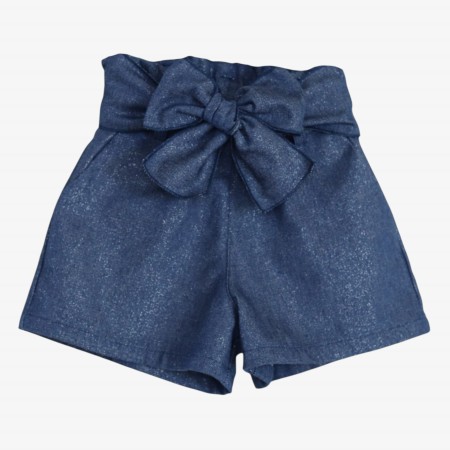 Shiny denim shorts