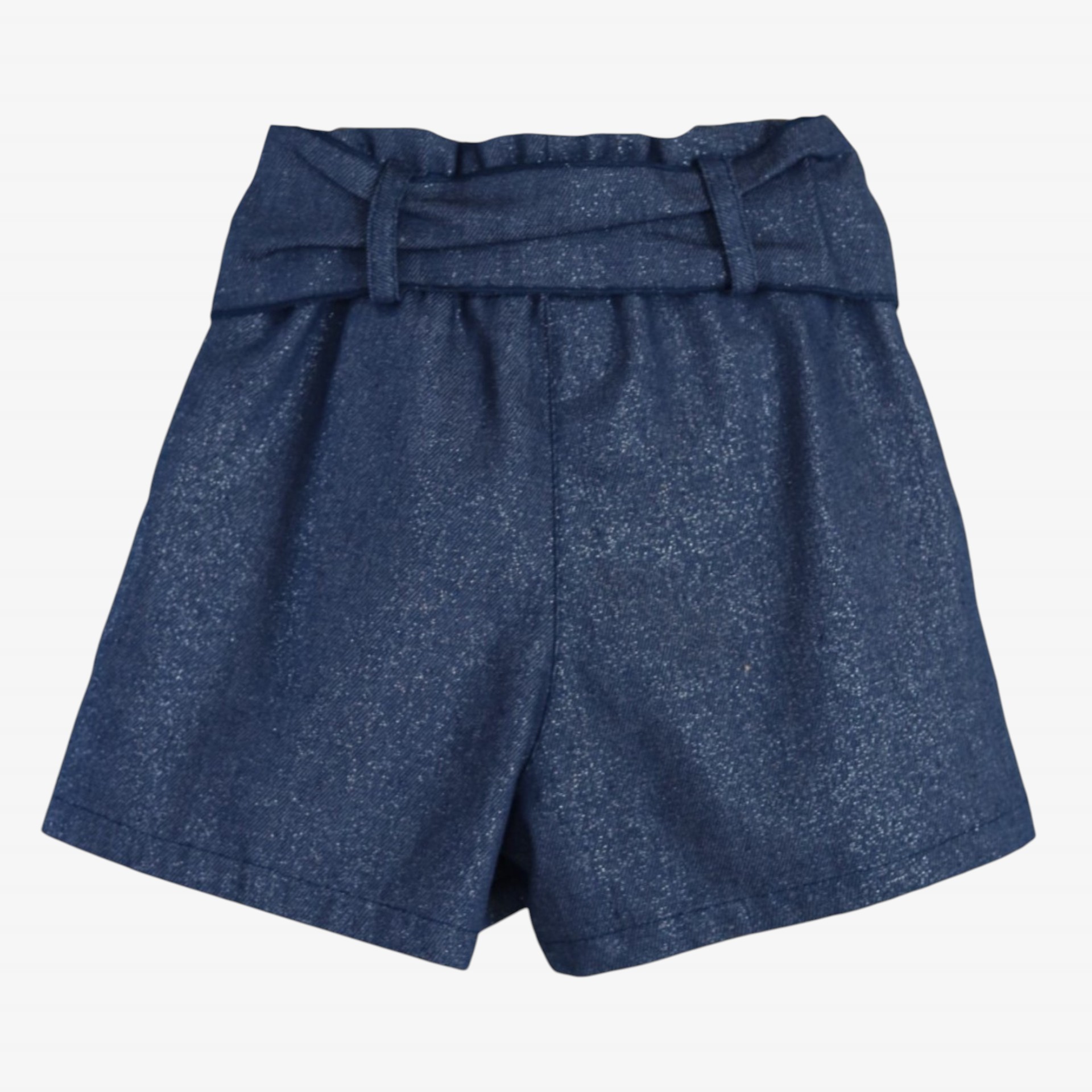 Shiny denim shorts