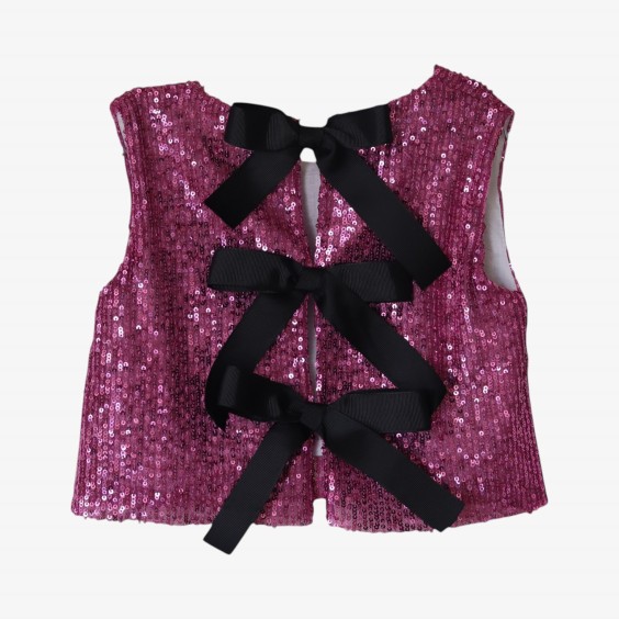 Lilac sequined blouse with bows