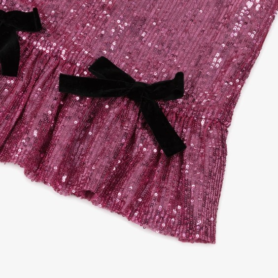 Lilac sequined dress with bows