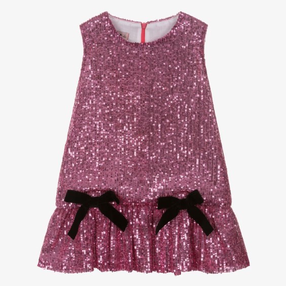 Lilac sequined dress with bows