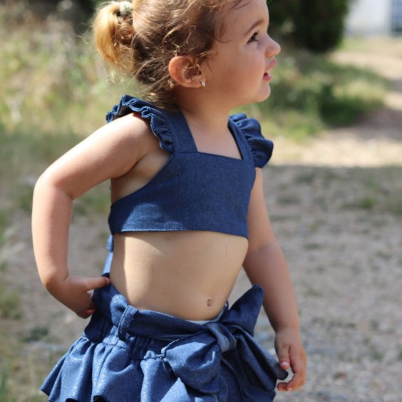 Glitter denim top