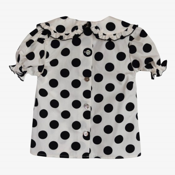 Black polka dot blouse with bow